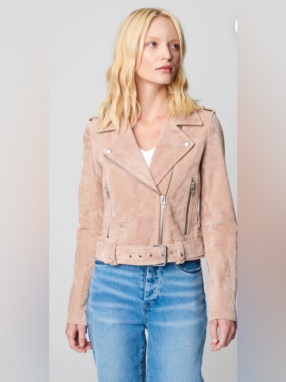 BLANKNYC desert rose Suede Leather Moto Jacket XS NWT Biker Style